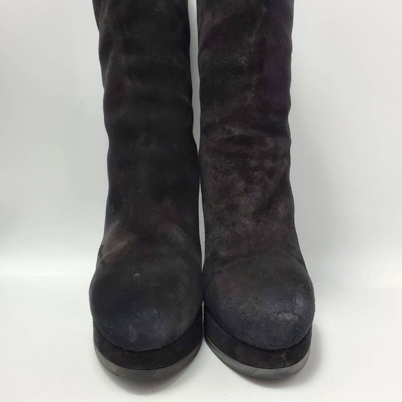 Jil Sander Platform Suede Wedge Boot Black Mid Calf Size EUR 39 - Picture 9 of 12